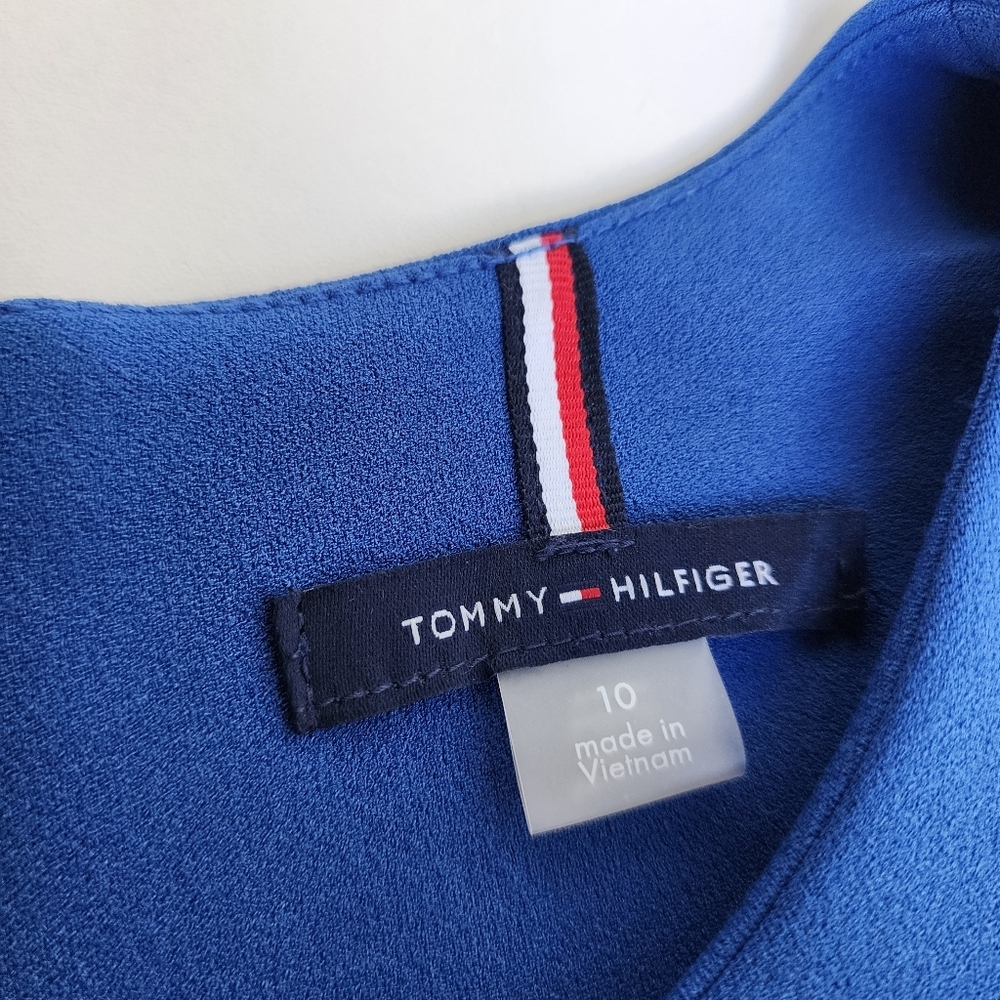 Tommy Hilfiger Blue Sheath Dress Short Sleeve Zip Back Stretch Scuba Sz 10 - Picture 12 of 15